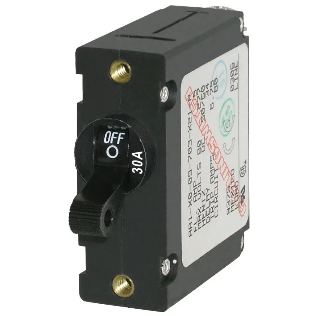 Blue Sea Single Pole Circuit Breaker - 30A Black 1