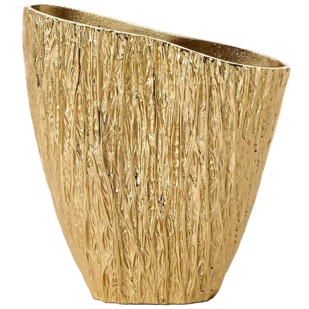 Two's Co. Pleated Gold-Toned Aluminum Display Vase - 10" 1