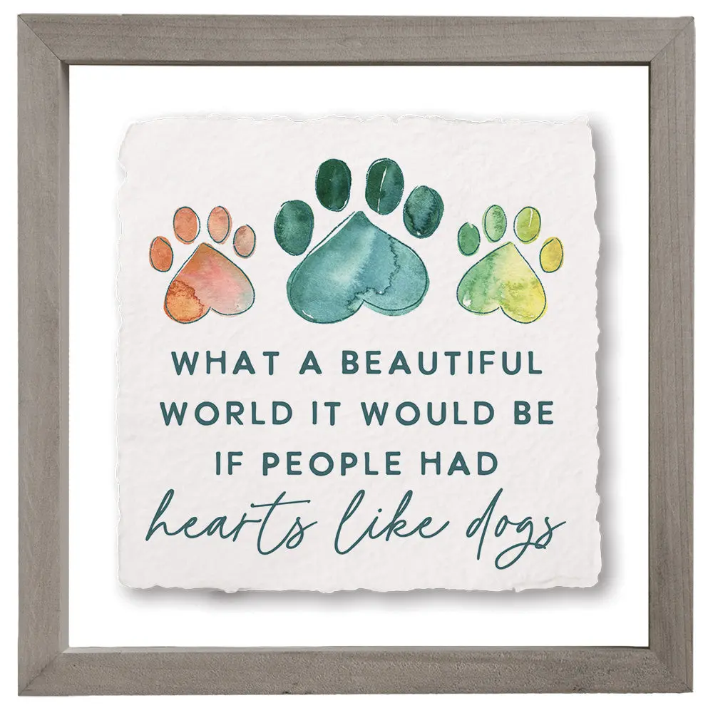 Sincere Surroundings "Hearts Like Dogs" Wooden Inspirational Sign - 10" X 10" 1