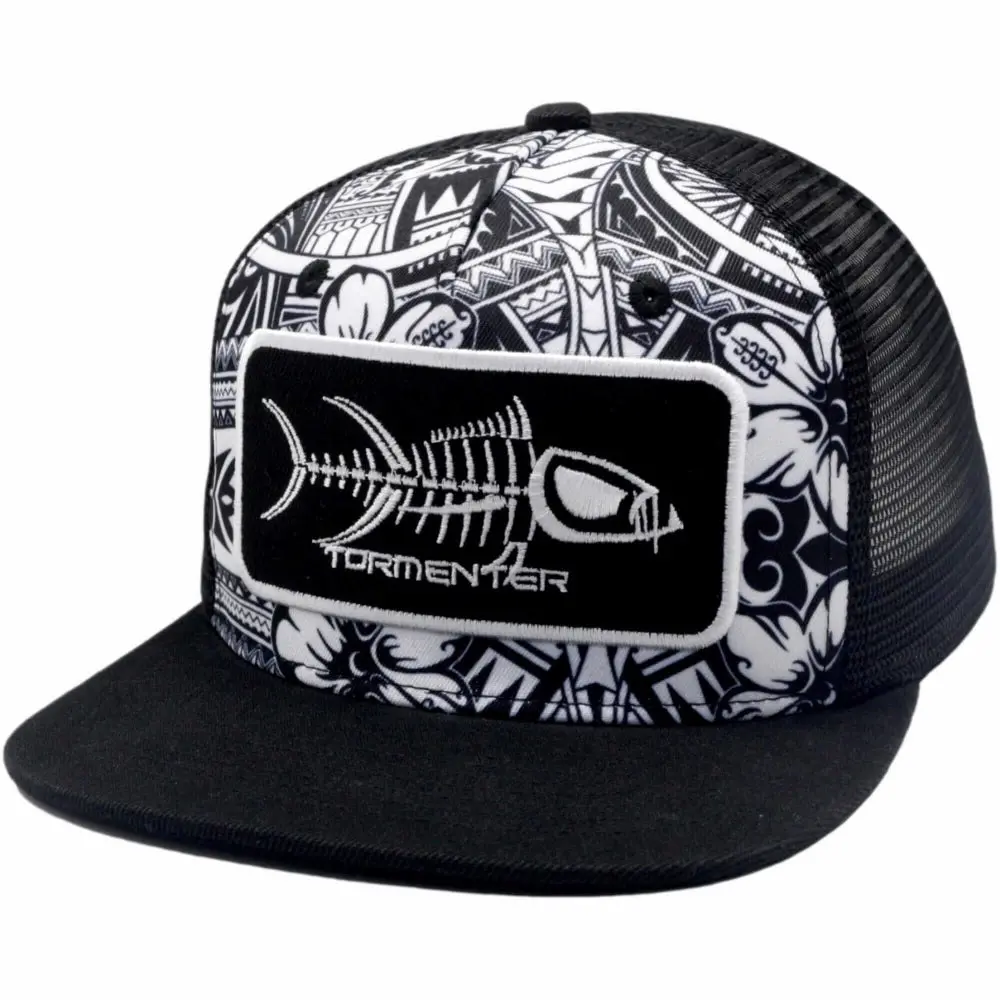 Tormenter Black & White Tribal Logo Patch Flat Bill Hat 1