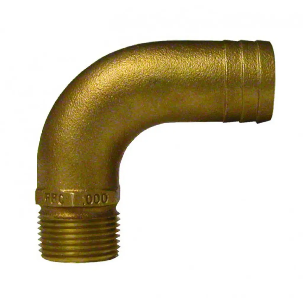 90D Bronze Tailpipe 1-1/4" Npt To 1-1/2" Hose 1