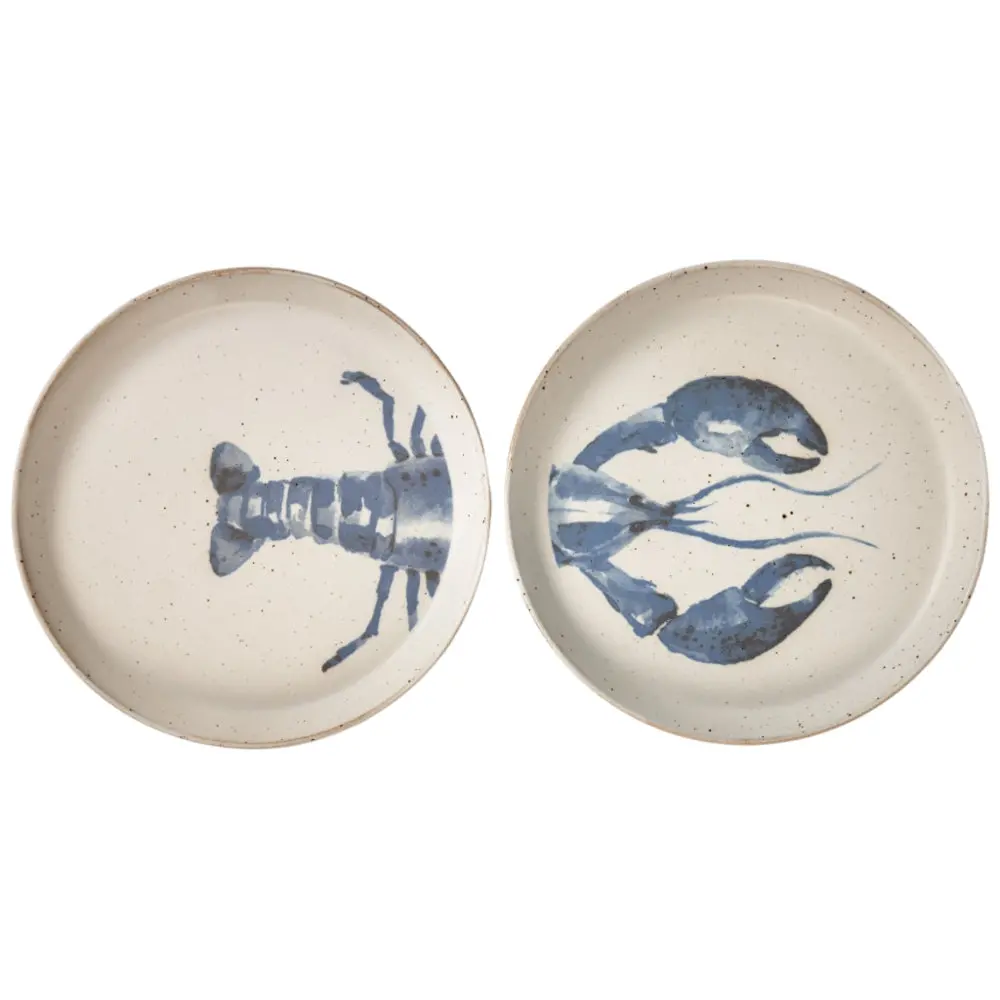 Blue & White Stoneware Lobster Appetizer Plate Set - 2 Pc. 1