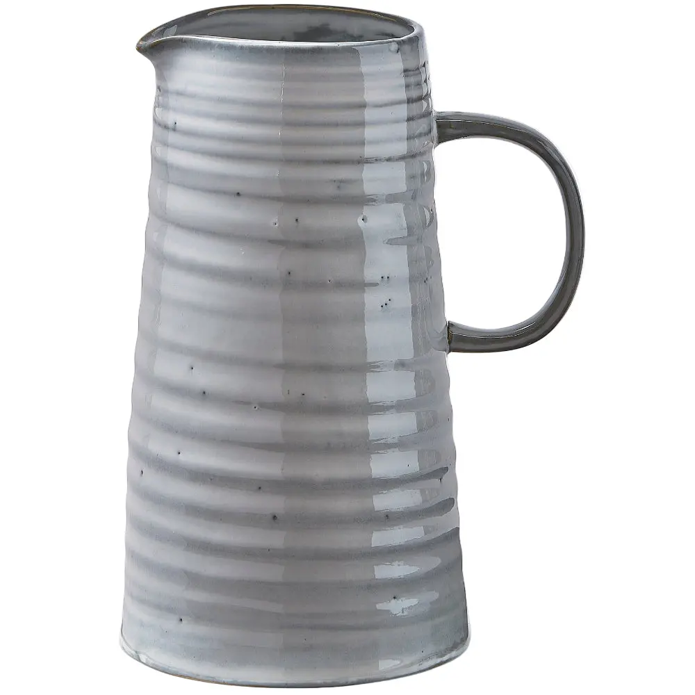 Tag White Glazed Stoneware Farmhouse Tall Pitcher - 8" 1