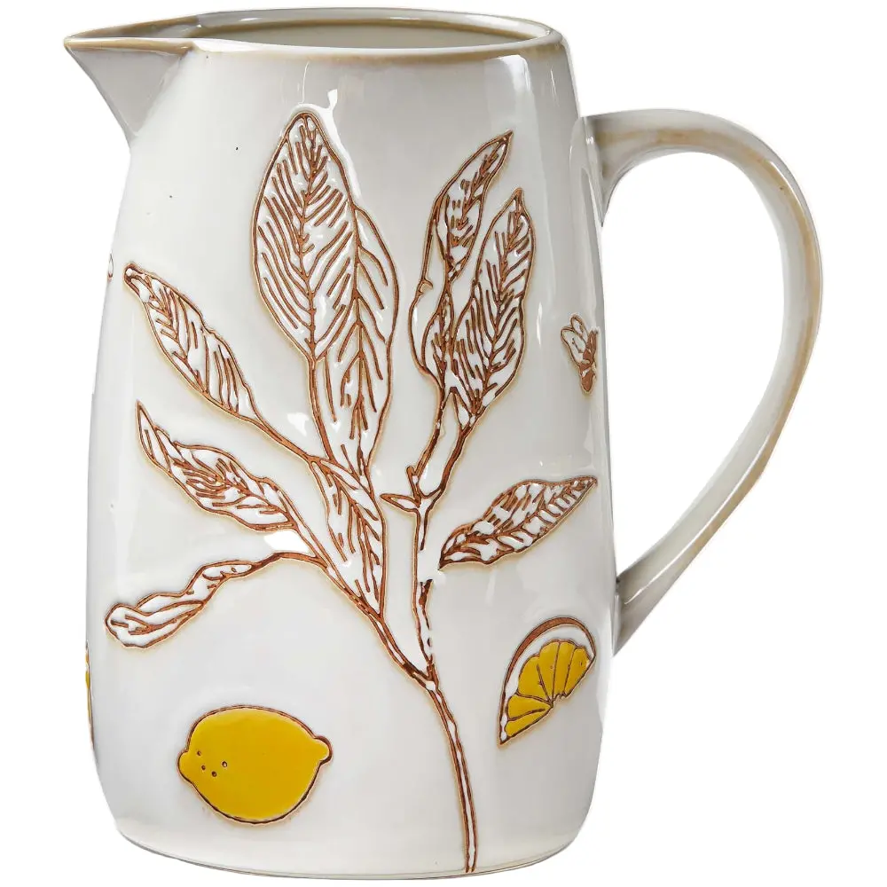 Tag Accented Glazed Stoneware Lavender & Honey Pitcher - 7.5" 1