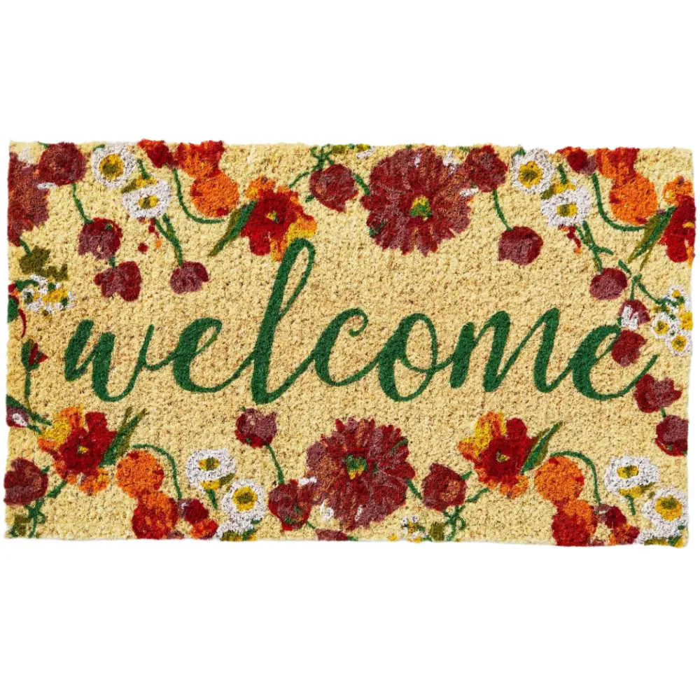 "Welcome" Blooms Coir Mat - 17" X 30" 1