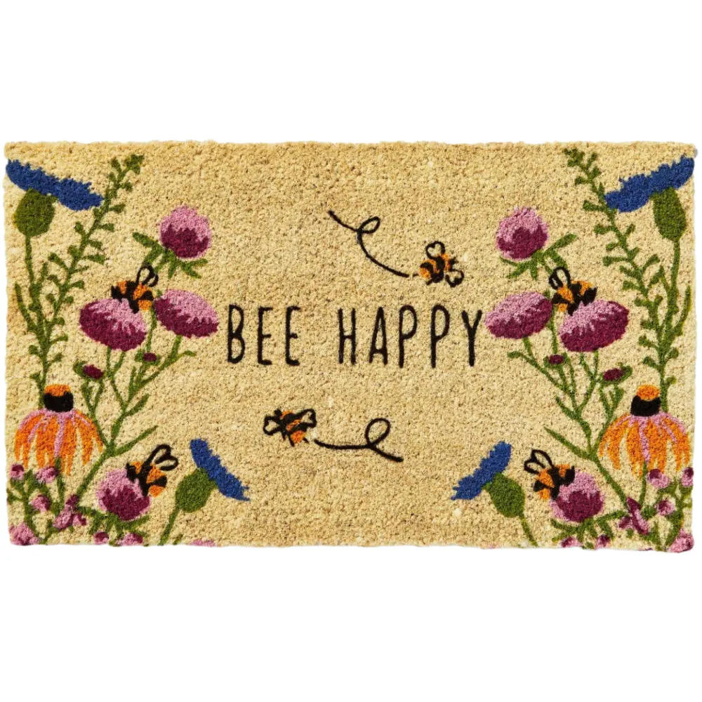 "Bee Happy" Wildflower Coir Mat - 17" X 30" 1