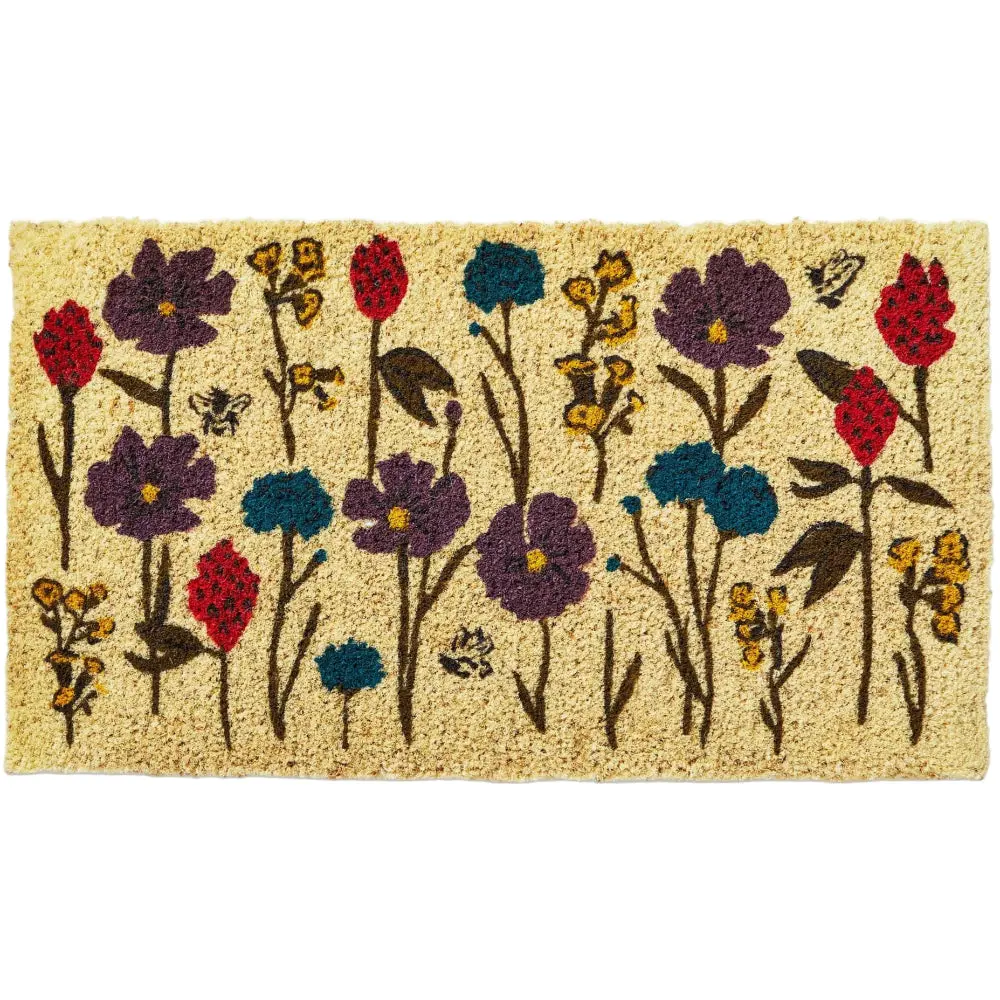 Bumblebees & Wildflowers Coir Mat - 17" X 30" 1