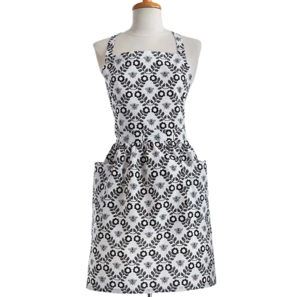 Black & White Cotton Bee Apron 1