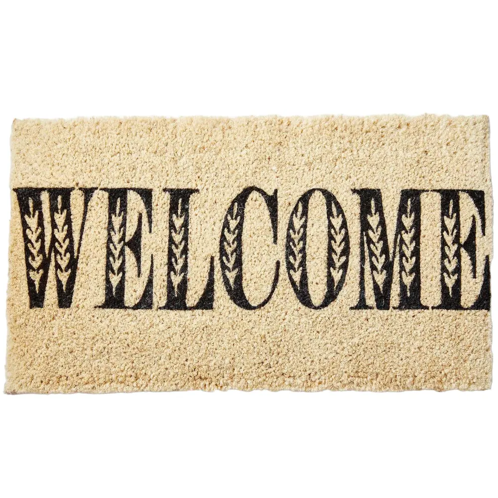 Wheat-Style "Welcome" Coir Mat - 17" X 30" 1