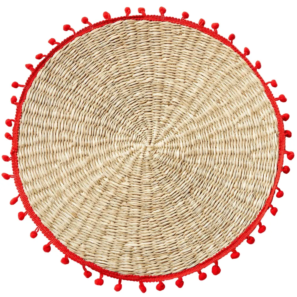 Tag Round Seagrass Pom-Pom Placemat - 13" 1