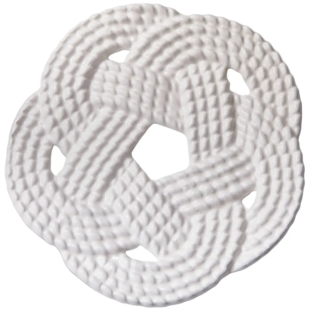 Tag Glazed White Stoneware Cinquefoil Rope Trivet - 7.5" 1