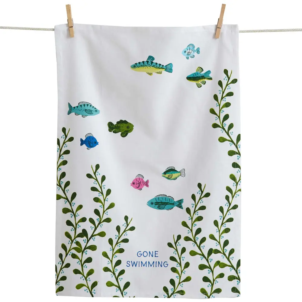 Tag "Gone Swimming" Cotton Dish Towel - 18" X 26" 1