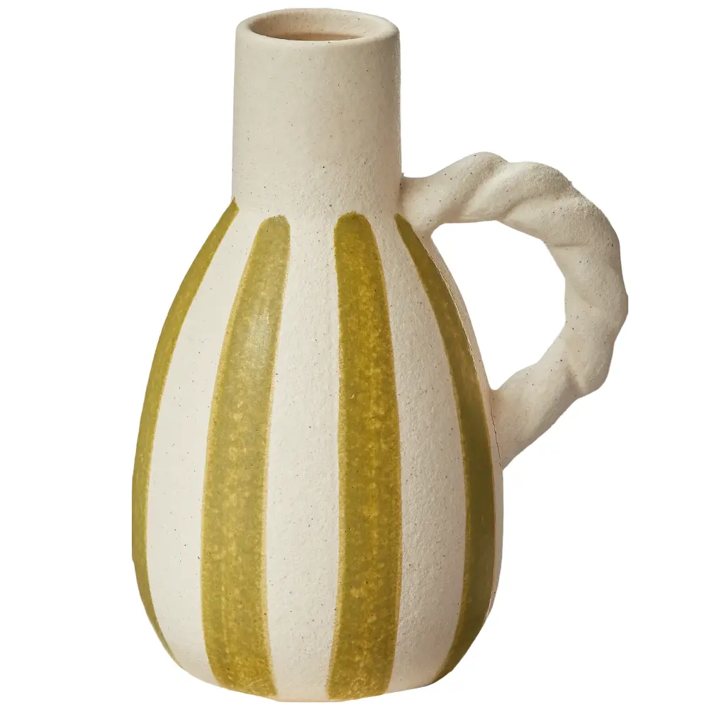 Tag Painted Striped Stoneware Jug Vase 1