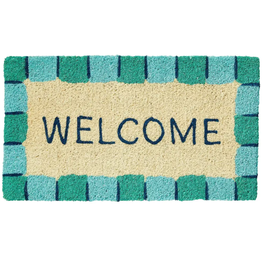 Tag Aquamarine "Welcome" Coir Mat - 17" X 30" 1