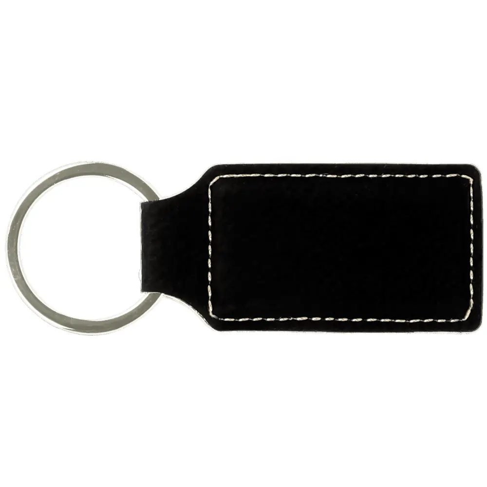 Jds Engravable Black Leatherette Keychain - 1.25" X 2.75" (Blank) 1