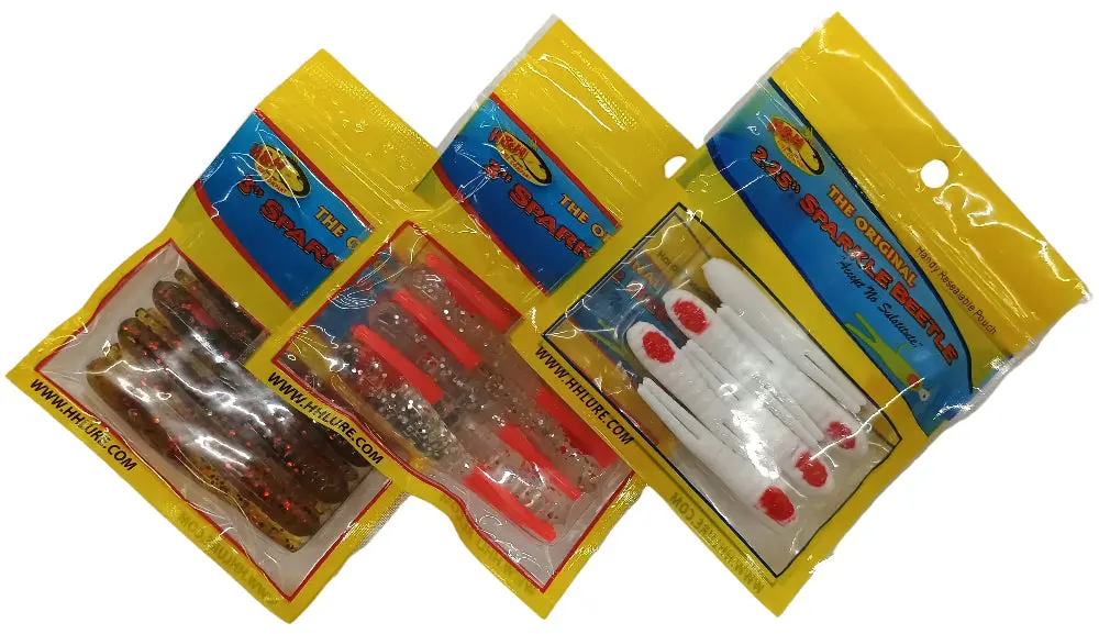 H&H Twin Tail Sparkle Beetles Soft Lures - 2.25" & 3" 1