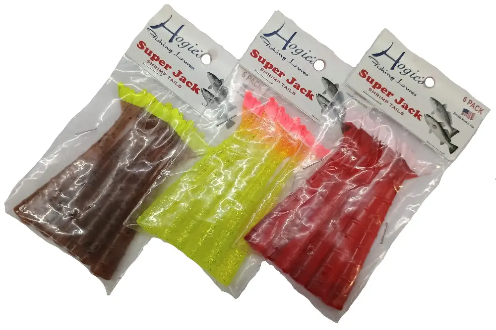 Hogie's Super Jack Shrimp Tails 4" Soft Lures - 6 Pc. 1