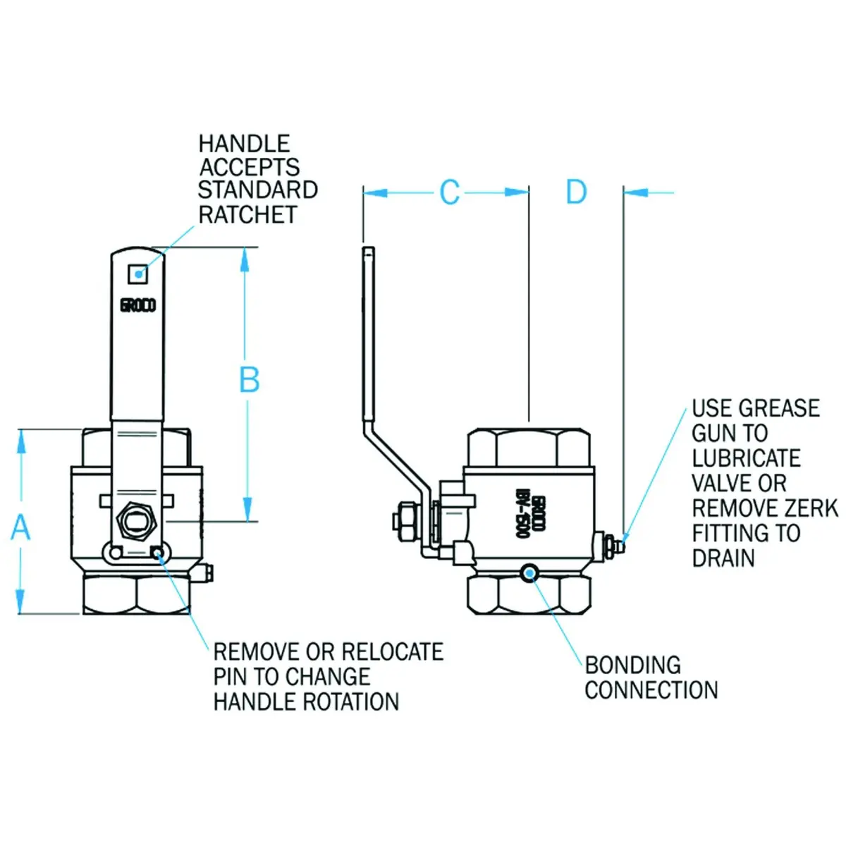 Groco 1/2" Bronze In-Line Ball Valve 1