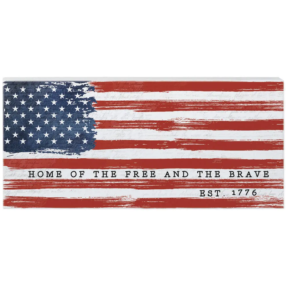 Sincere Surroundings "Home Of The Free" Wooden Patriotic Sign - 5.5" X 12" 1