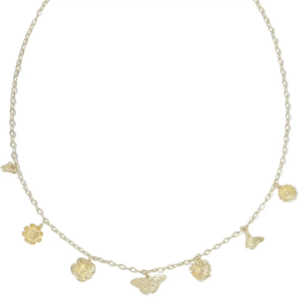 Kendra Scott Cailey Gold Butterfly & Flower Charm Necklace 1
