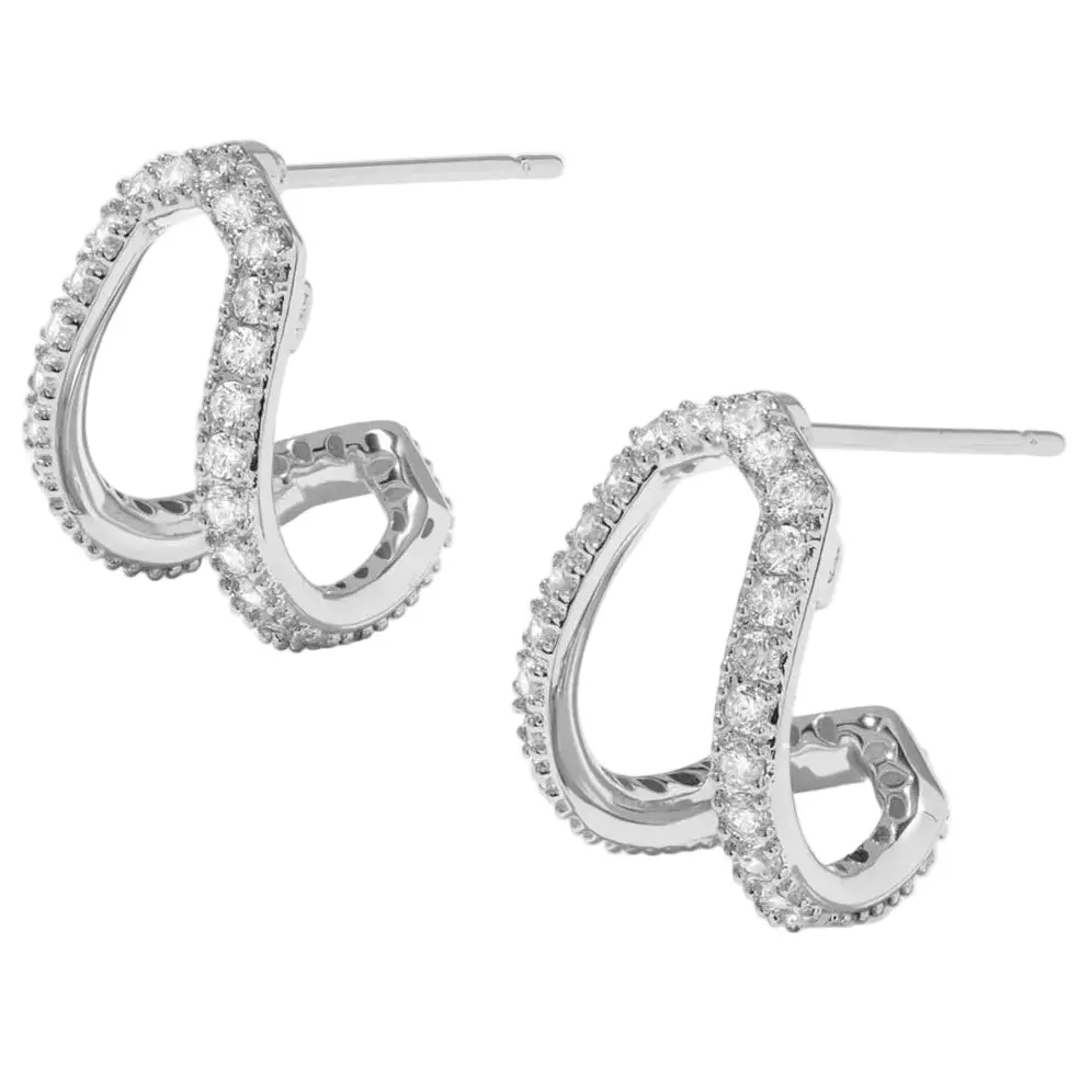 Kendra Scott Daphne Silver Pave Huggie Earrings 1