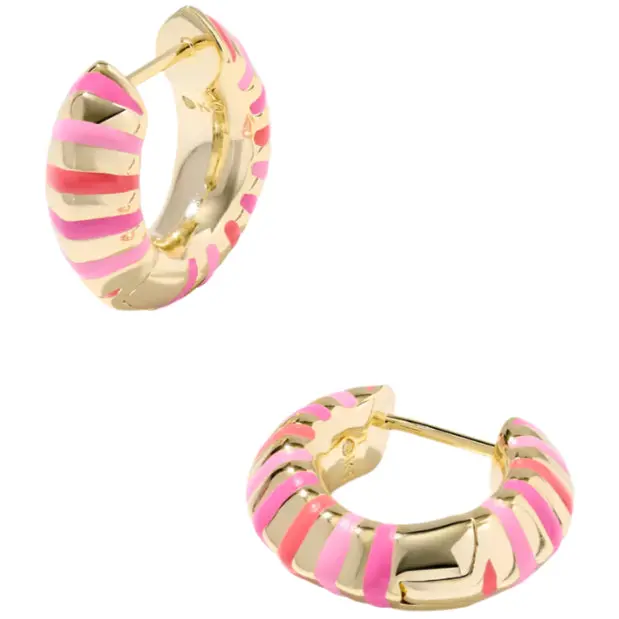 Kendra Scott Mikki Gold Enameled "Huggie" Earrings 1