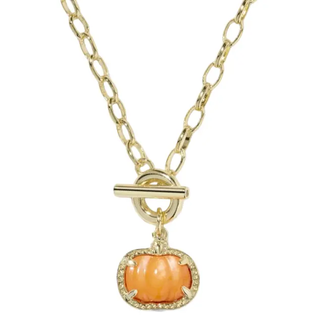 Kendra Scott Gold Pumpkin Chainlink Toggle Necklace 1