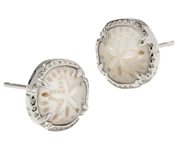 Kendra Scott Silver Sanddollar Stud Earrings 1