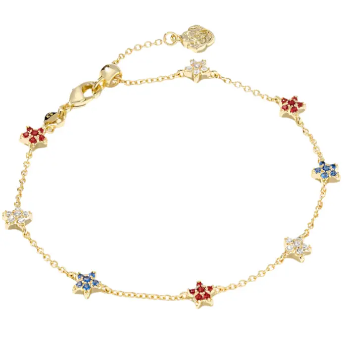 Kendra Scott Sierra Red/White/Blue Crystal Star Chain Bracelet 1