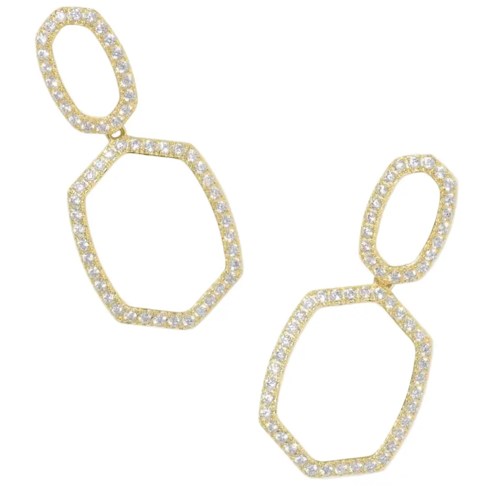 Kendra Scott Daphne Gold Pave Open Frame Earrings 1
