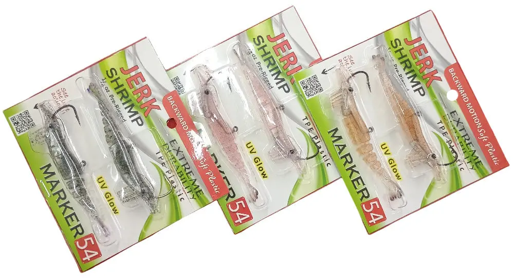 Marker 54 Jerk Shrimp Soft Lure + Hook Rigs - 2 Pc. 1