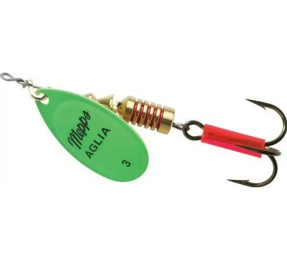 Mepps Aglia Plain Treble Fishing Lure Hot Green  1/4 Oz - B3 Hgr 1