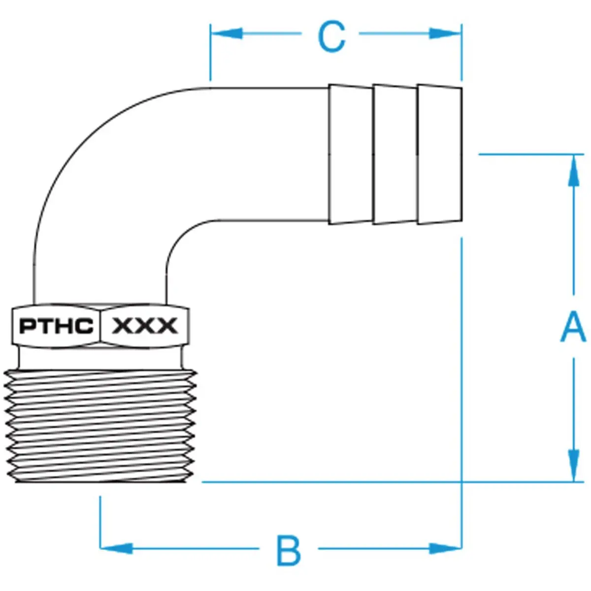 Groco 90 Degree Pipe/Hose Adapter - 1" 2