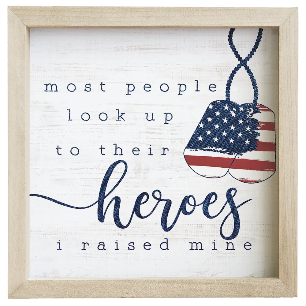 Sincere Surroundings "Heroes" Wooden Patriotic Sign - 10" X 10" 1