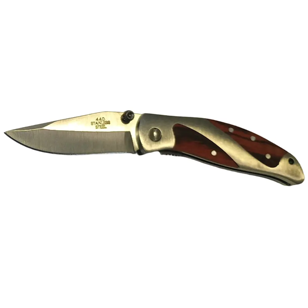 Service Tool Stainless Steel W/ Cherry Wood Inlay Pocket Knives 1
