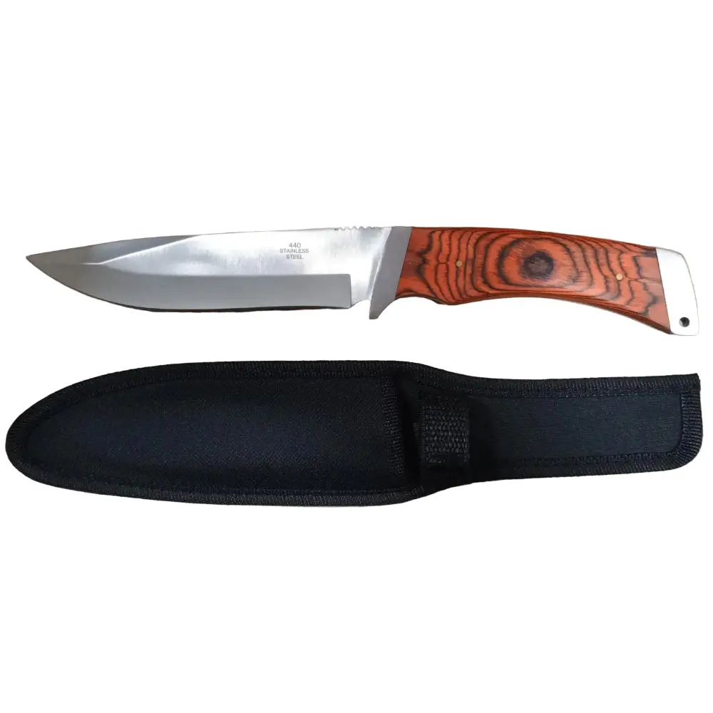 Marlin Stainless Steel & Wood Handle Sportsman's Fixed Blade Knife (W/ Sheath) - 6" 1