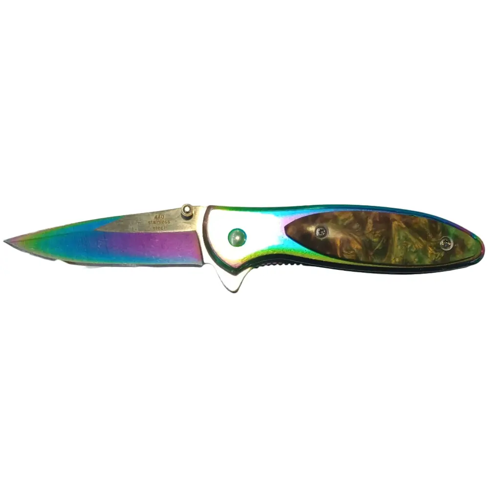 Service Tool Titanium-Finish Stainless Steel Folding Knife - 2.5" 1