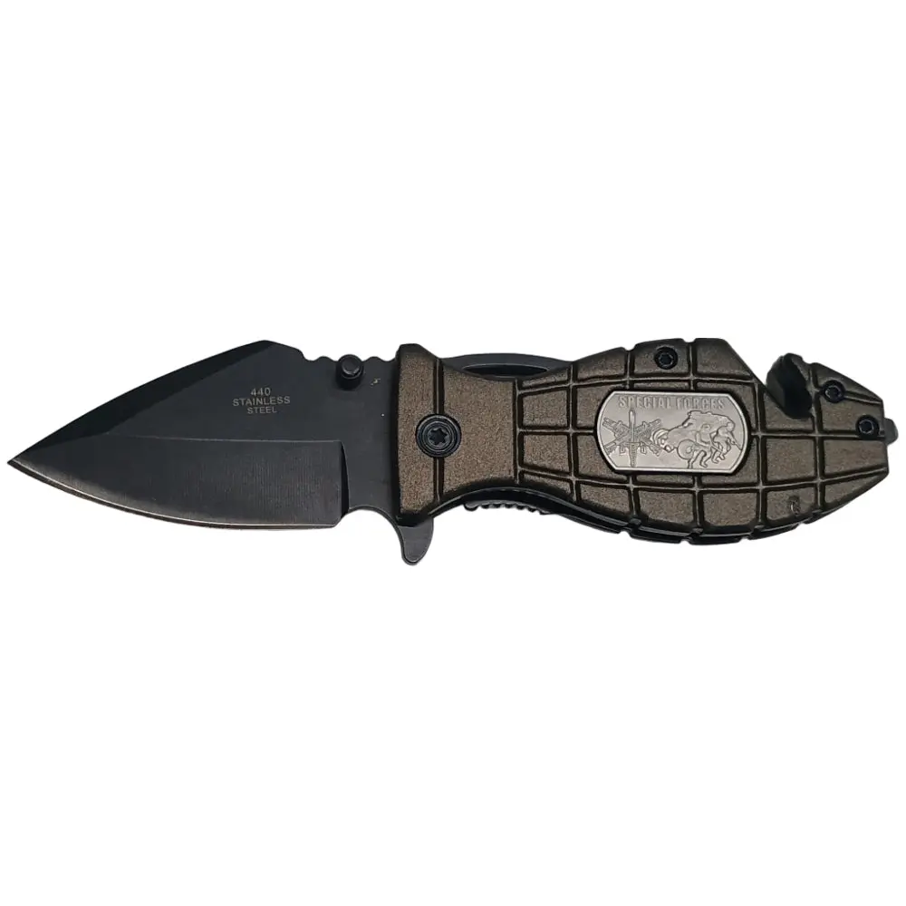 Service Tool Grenade-Shaped Tactical Folding Knife - 2.5" 1