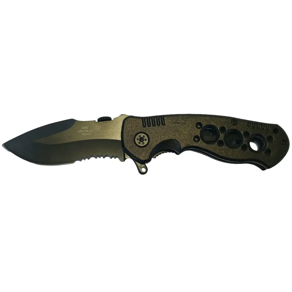Service Tool Black Serrated Stainless Steel Folding Knife - 3" 1