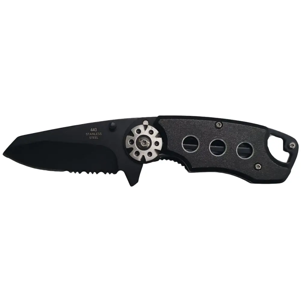 Service Tool Black Stainless Steel Folding Knife - 2.5" 1