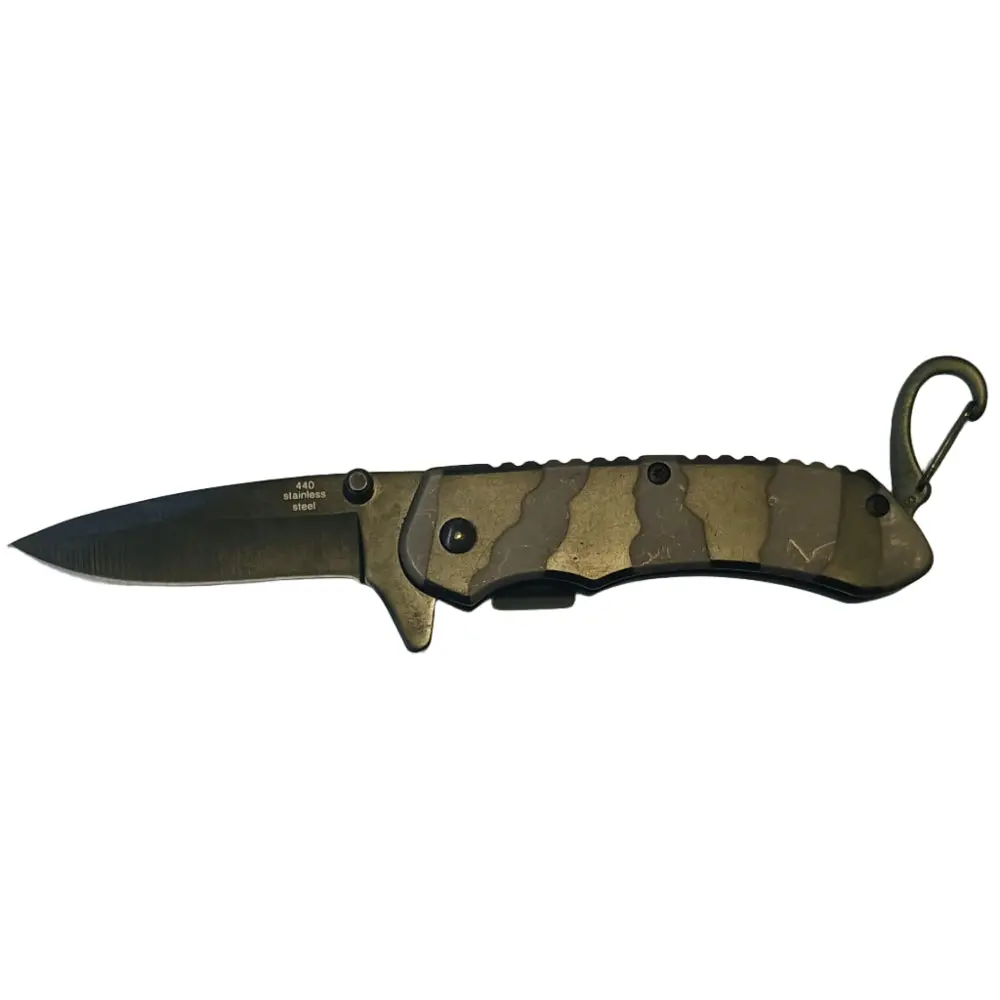 Service Tool Black Camo Stainless Steel Folding Knife - 2.5" 1