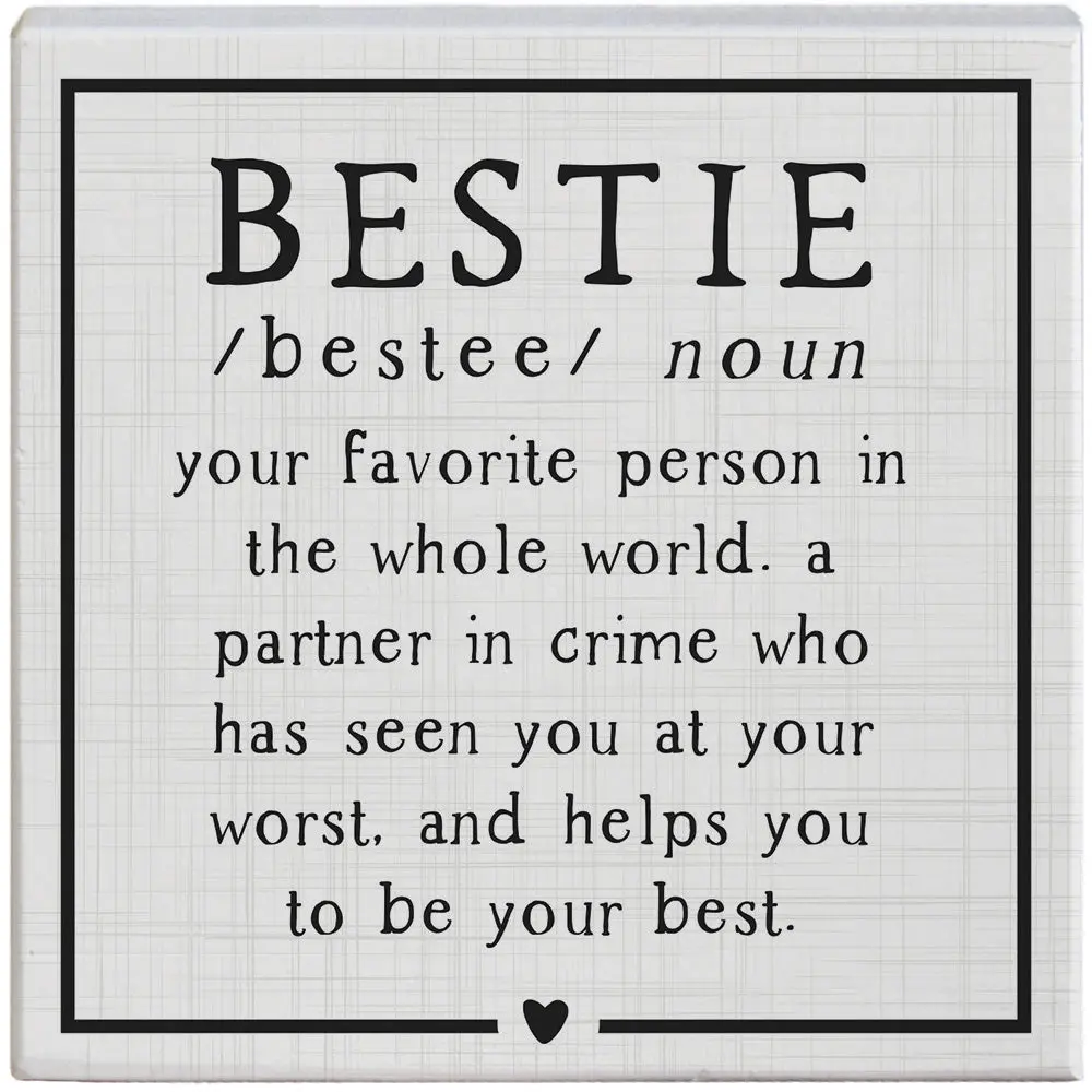 Sincere Surroundings "Bestie" Wooden Inspirational Sign - 5.25" X 5.25" 1