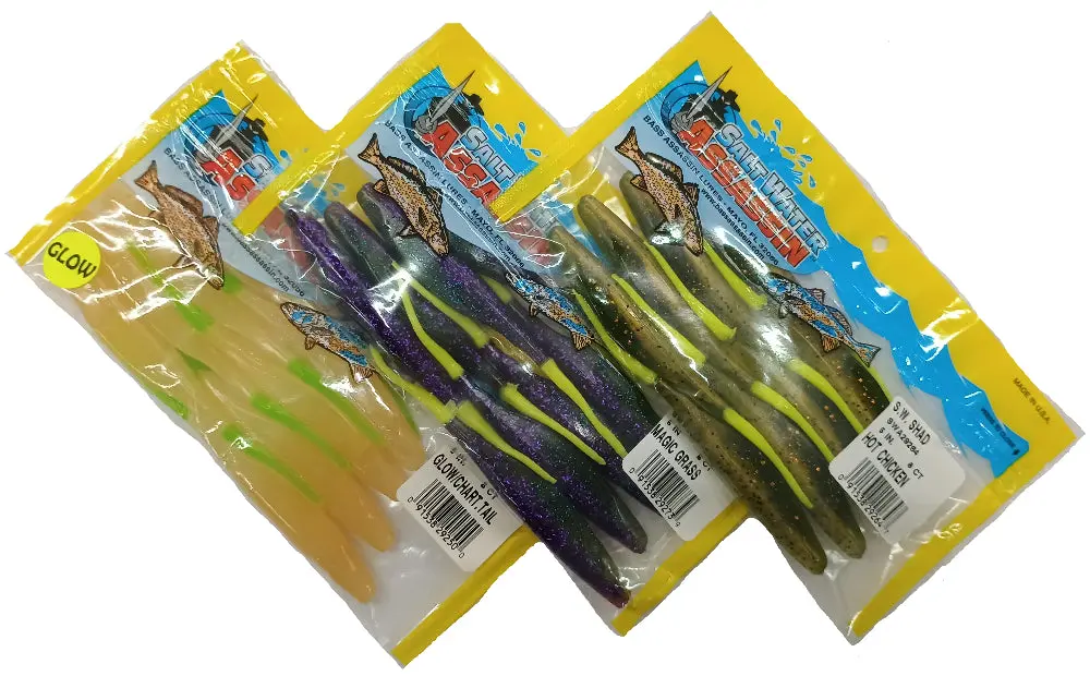 Bass Assassin Swimming Shad & Sea Shad Soft Lures - 4" & 5" 1