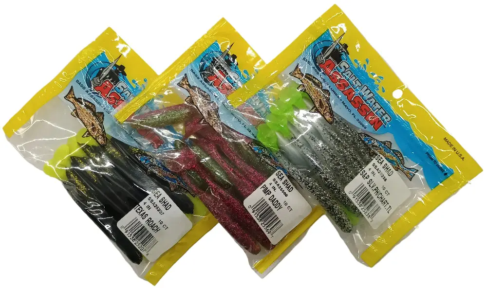 Bass Assassin Swimming Shad & Sea Shad Soft Lures - 4" & 5" 2