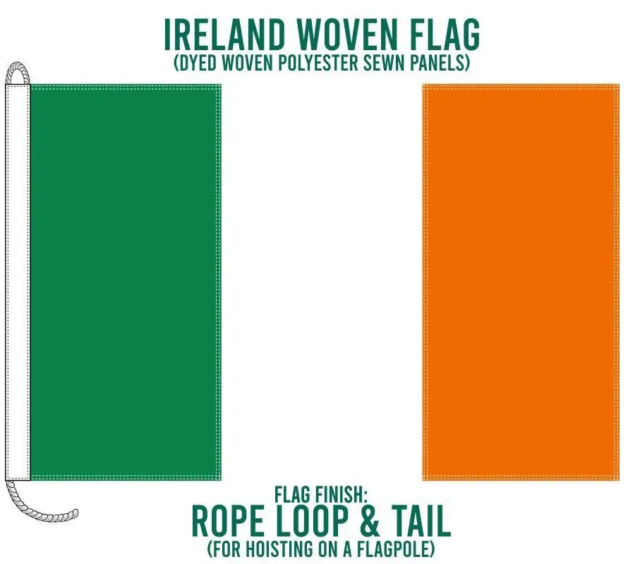 Irish Tricolour Flag Woven - Various Sizes. Ireland Flag 1