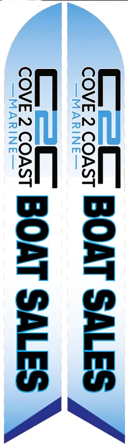 18' Large C2c Boat Sales Custom Feather Flag - Angled 1