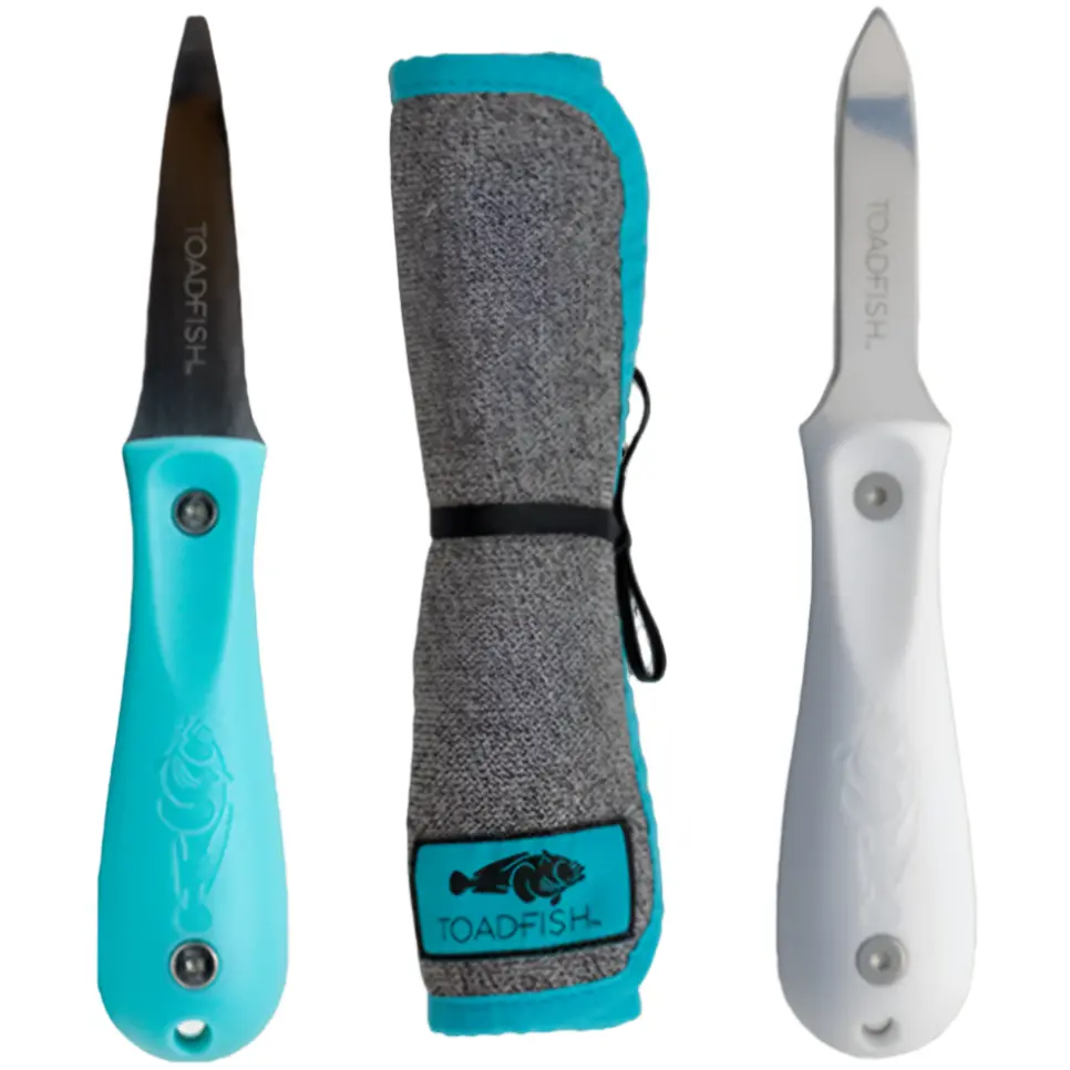 Toadfish Oyster Knives & Shucking Cloth Set - 3 Pc. 1