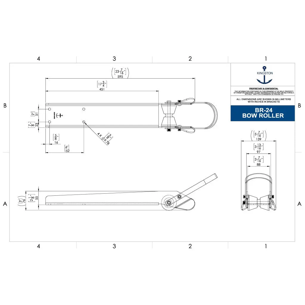 Kingston 23-1/2"L X 3-7/8"W Universal Bow Roller 2