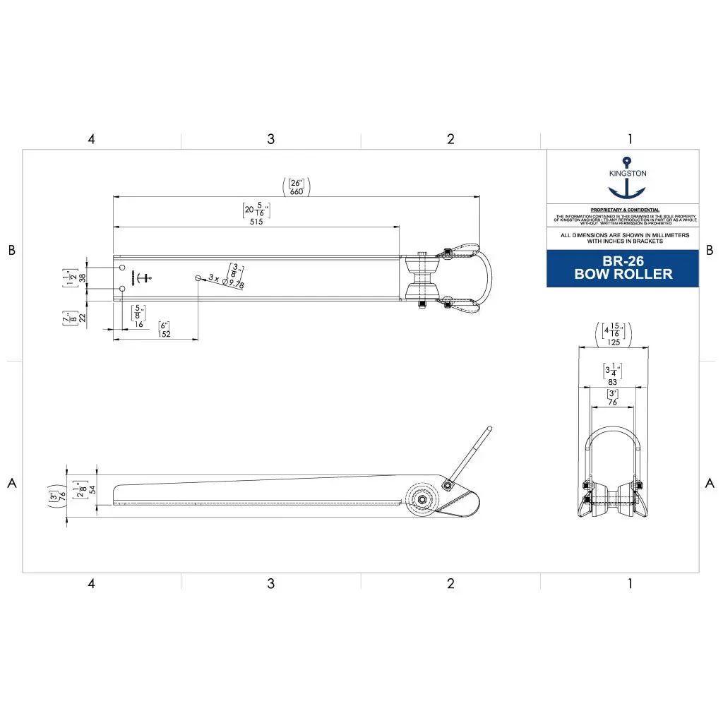 Kingston 26"L X 3-1/4"W Univ. Polish Bow Roller 2