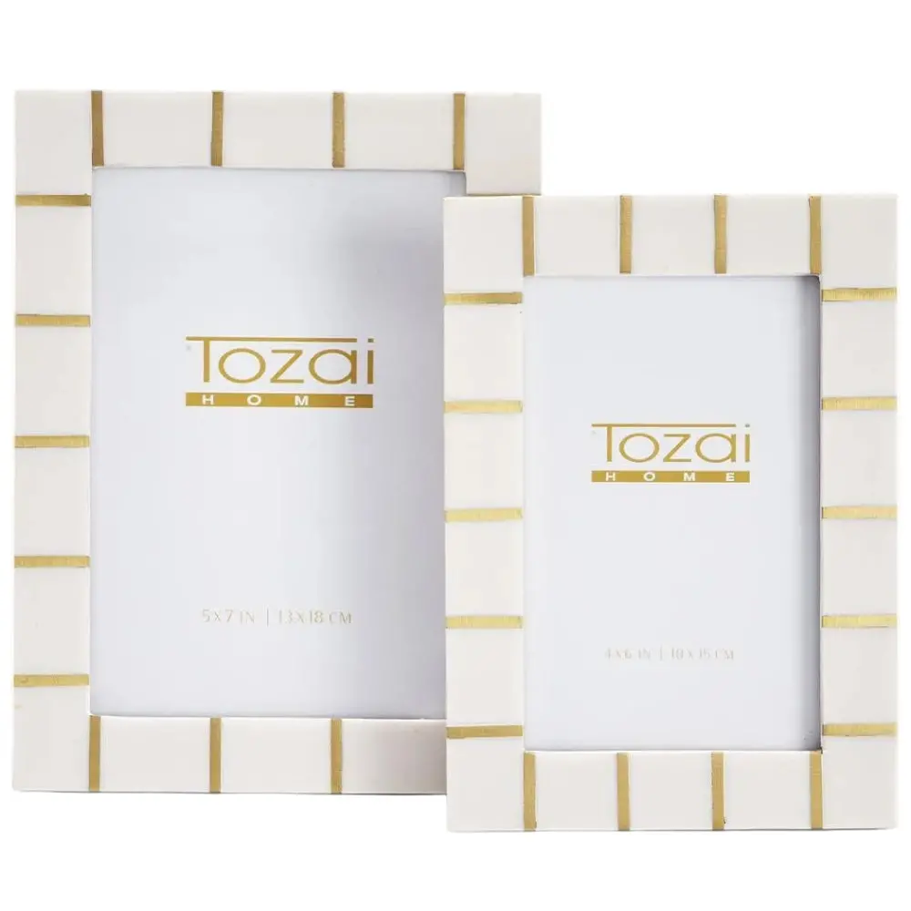 Tozai White Resin W/ Brass Accents Photo Frame 1